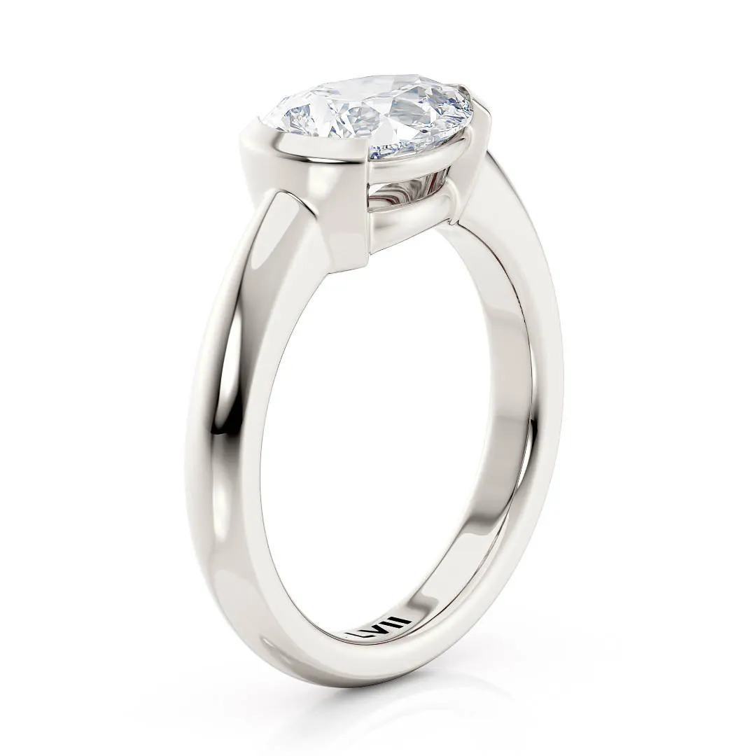 East West Pear Shape Engagement Ring- The Emilia Ring